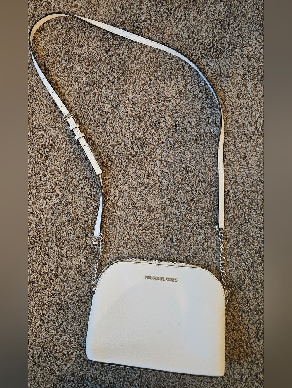 MICHAEL KORS | White Crossbody Bag - Minimal Dome Zip